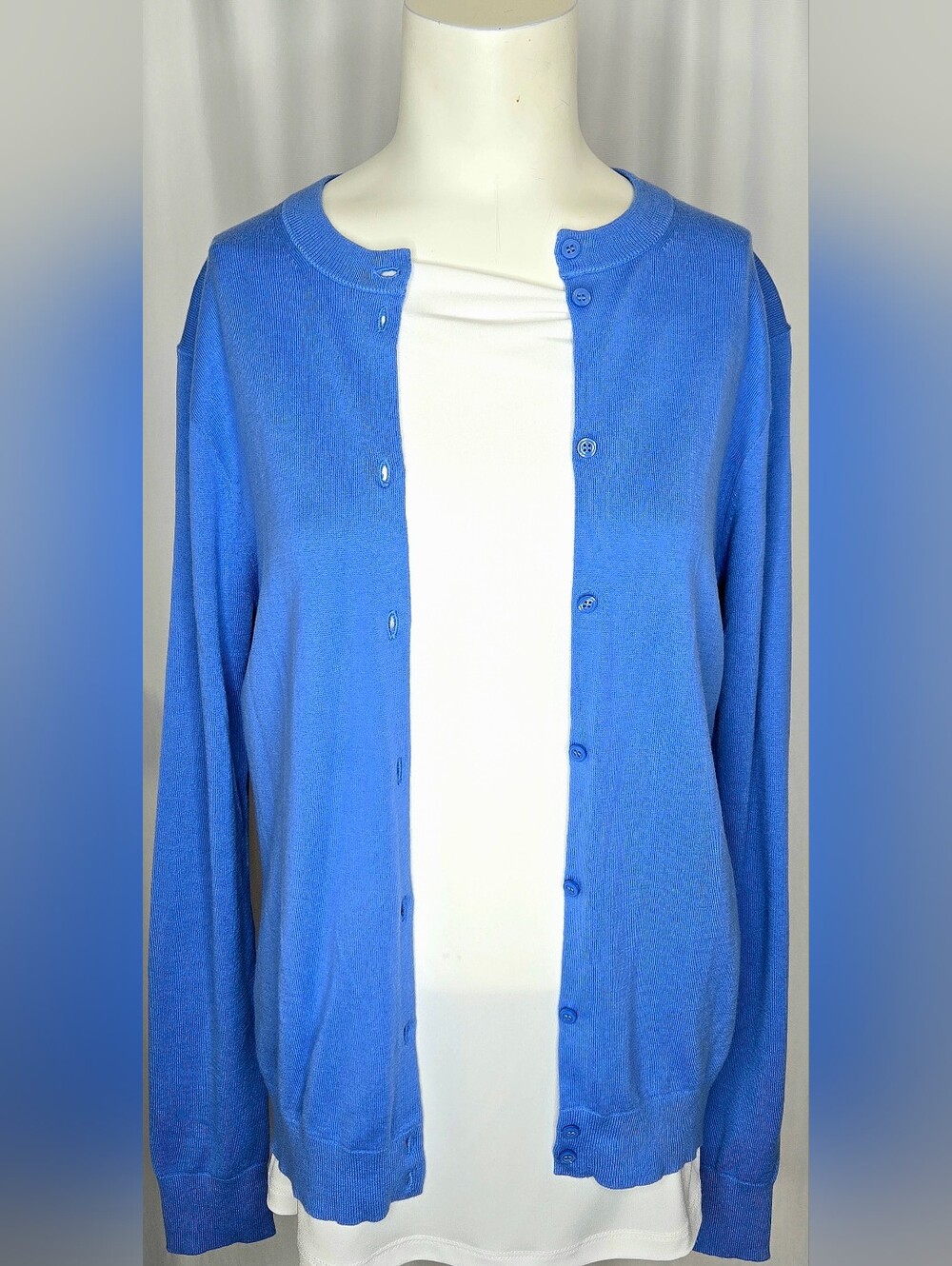J. Crew Periwinkle Blue Classic Crewneck Cardigan Button Sweater Size S NWOT
